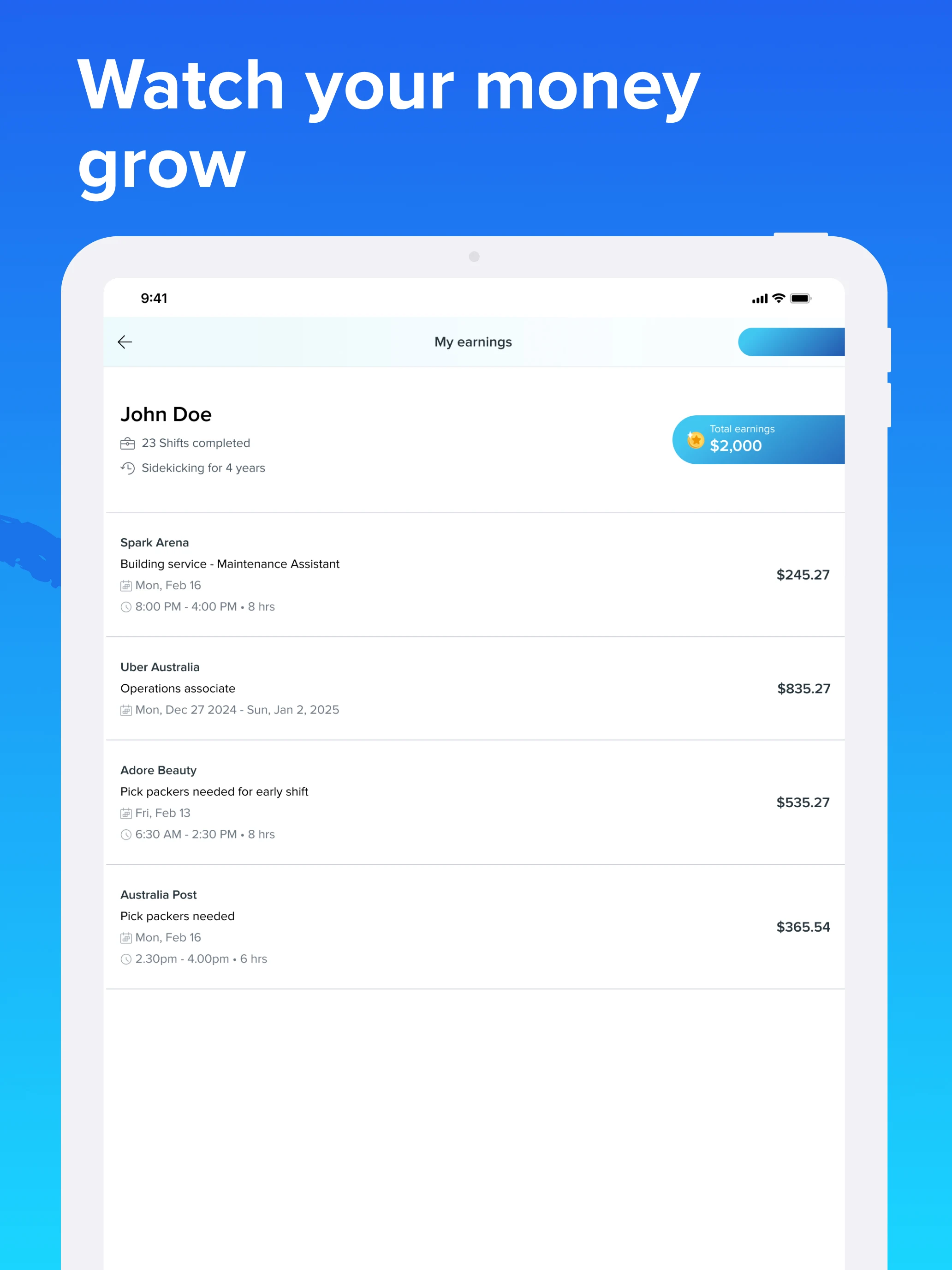 Sidekicker: Worker app screenshot