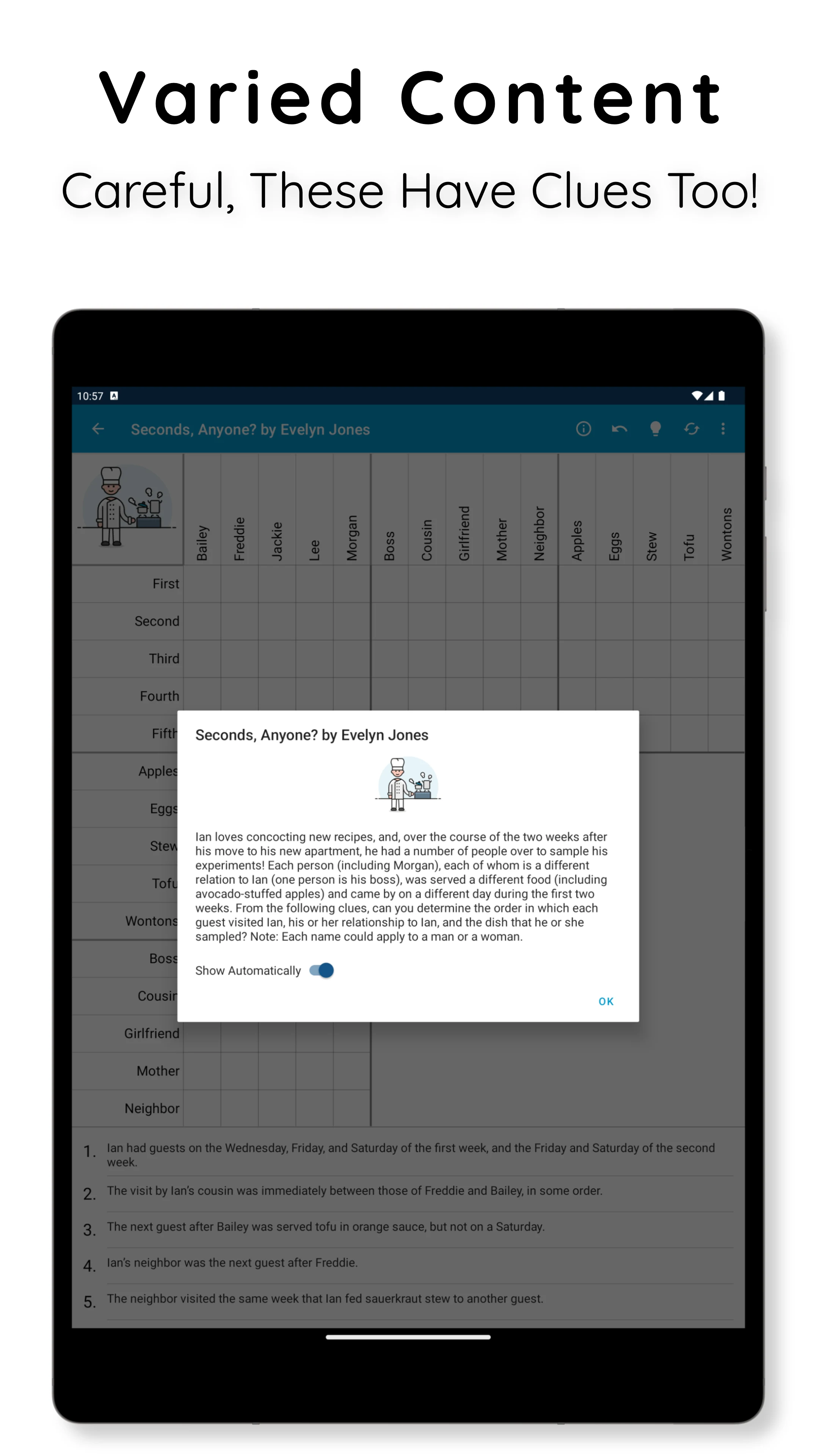 HARD Penny Dell Logic Problems screenshot