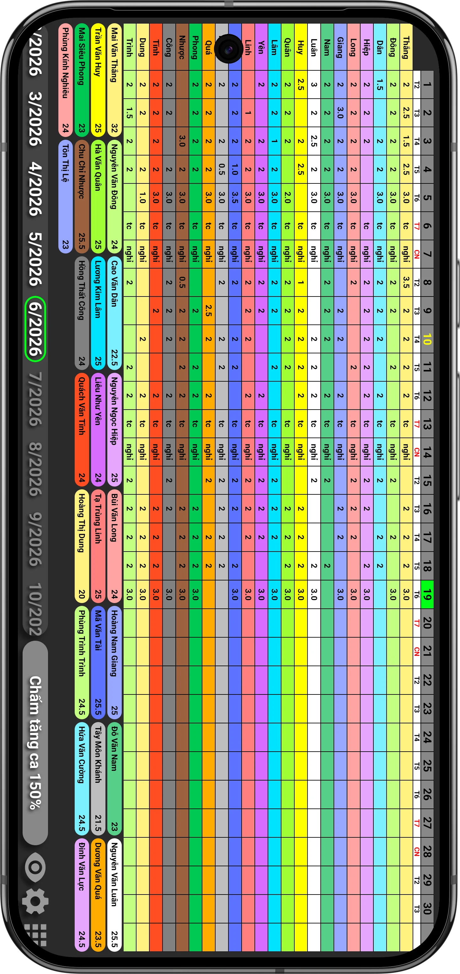 Timesheet screenshot