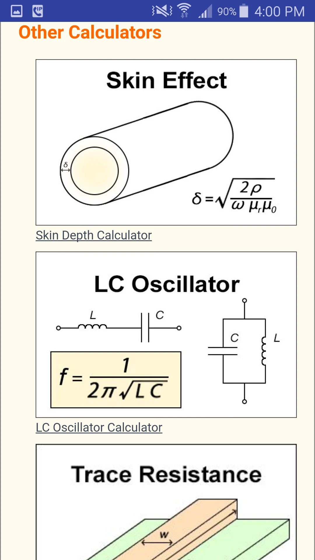 Electric Circuit Calculators screenshot