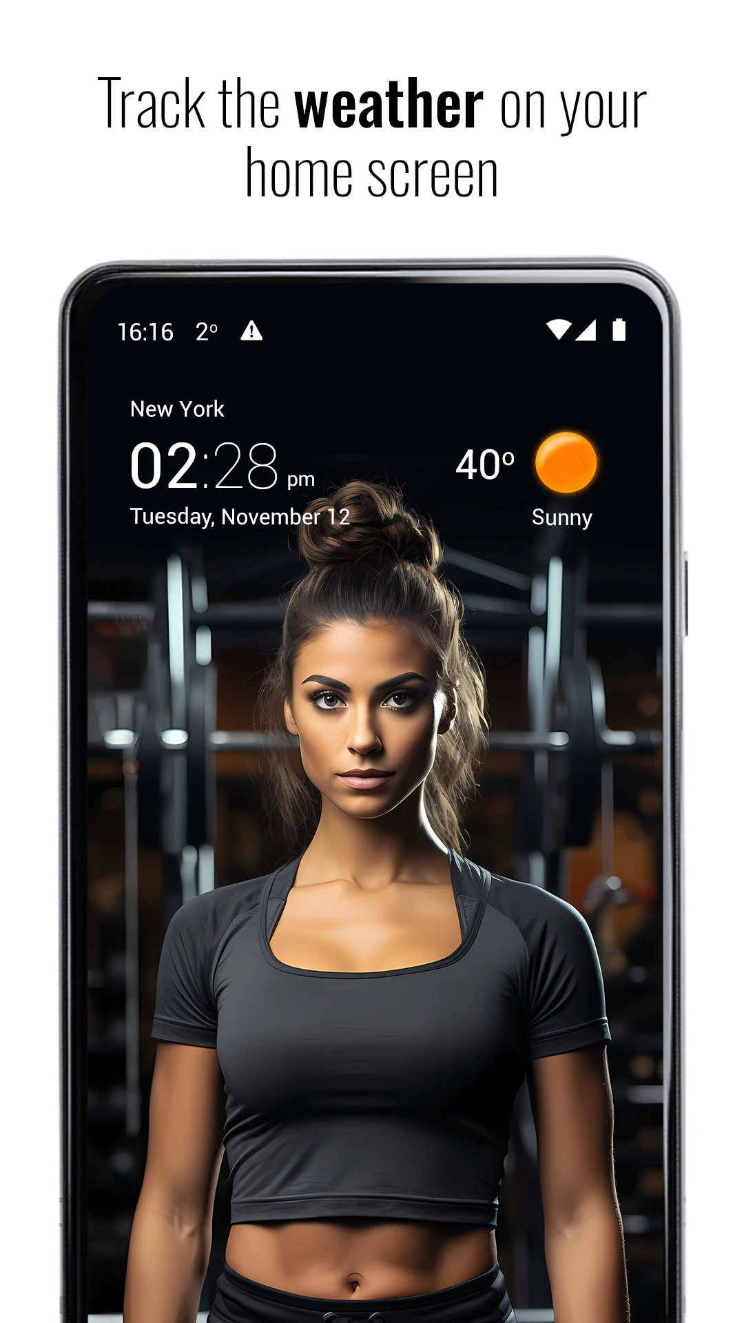 Transparent clock and weather screenshot
