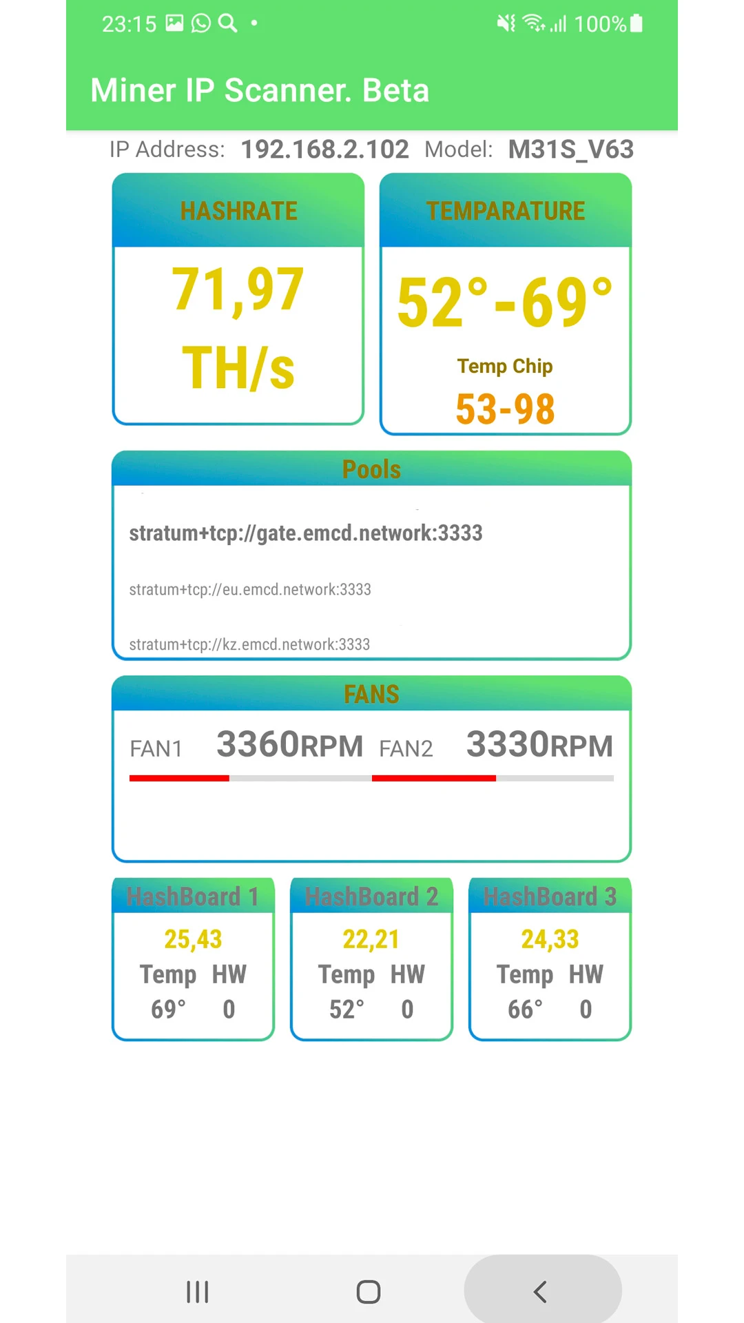 Miner IP scanner screenshot
