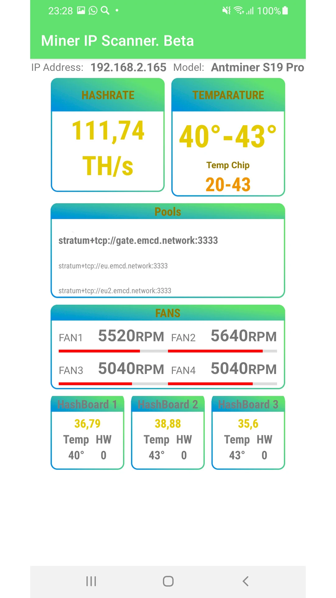 Miner IP scanner screenshot