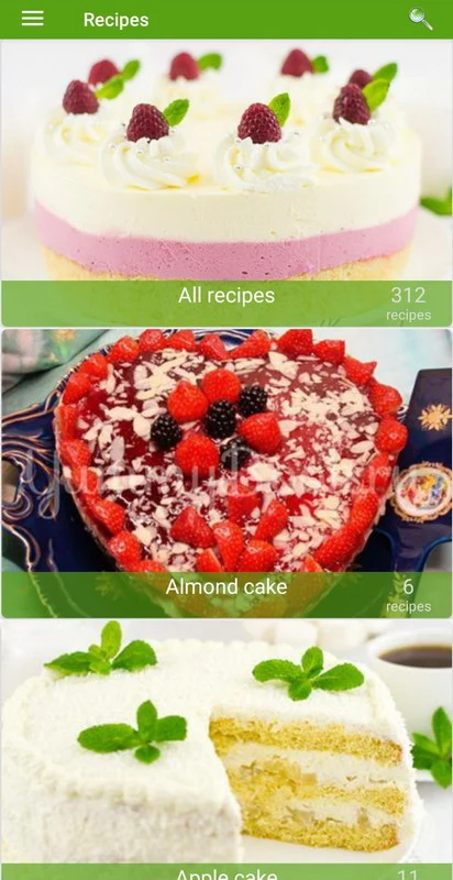 Cake recipes screenshot