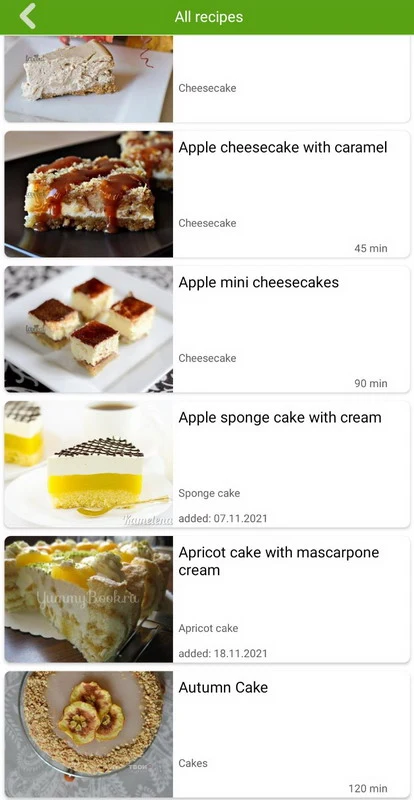 Cake recipes screenshot