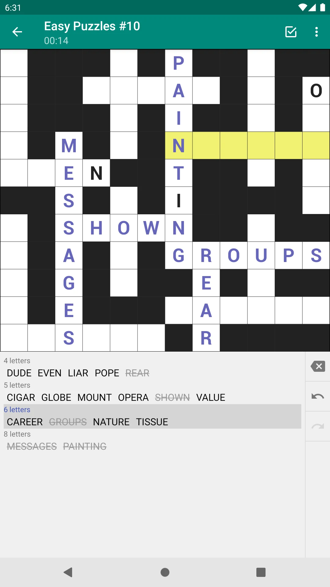 Fill-In Crosswords screenshot