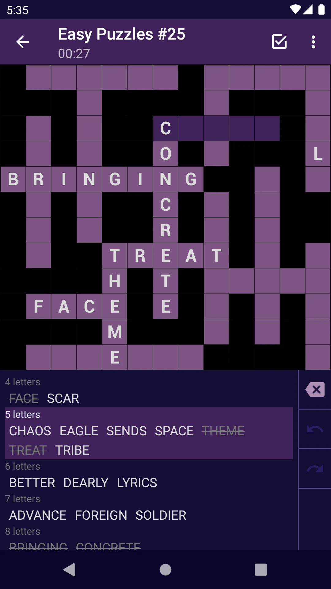 Fill-In Crosswords screenshot