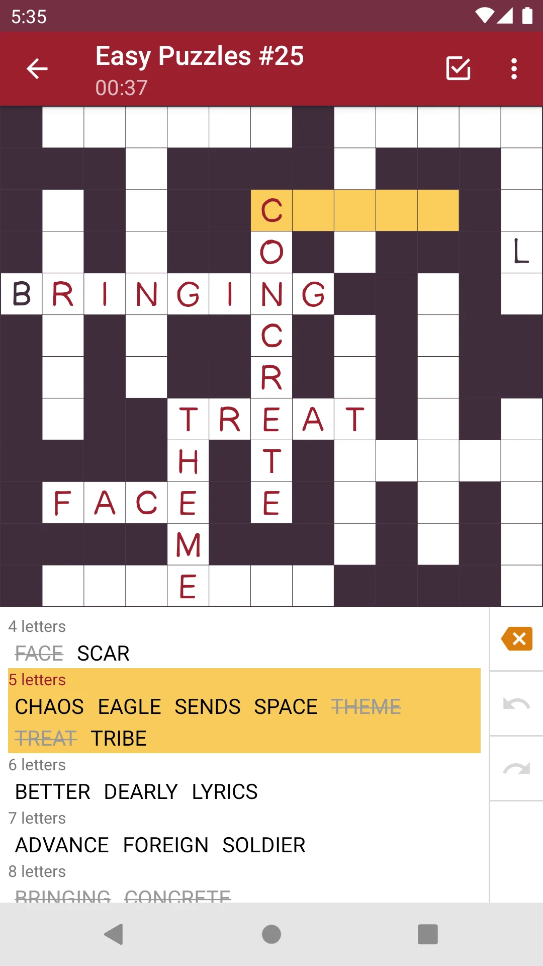 Fill-In Crosswords screenshot