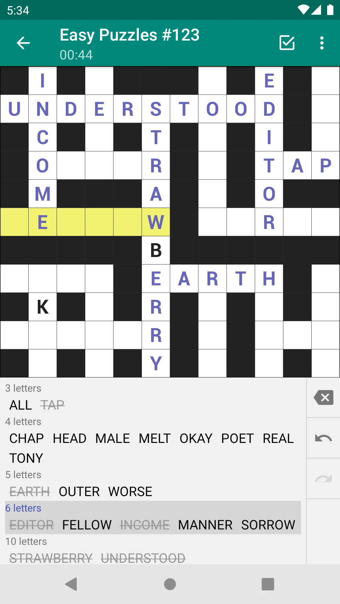 Fill-In Crosswords screenshot