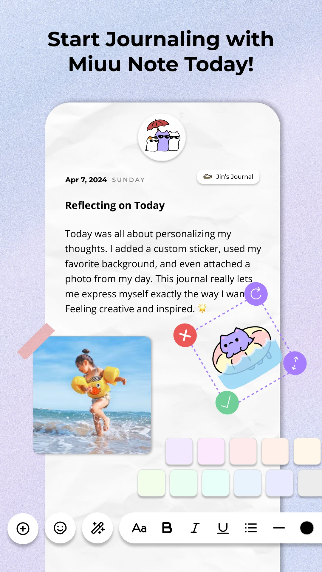 Miuu Note: Cute Diary Journal screenshot
