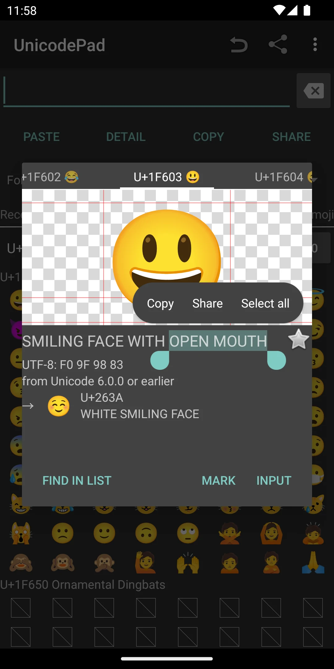 Unicode Pad screenshot