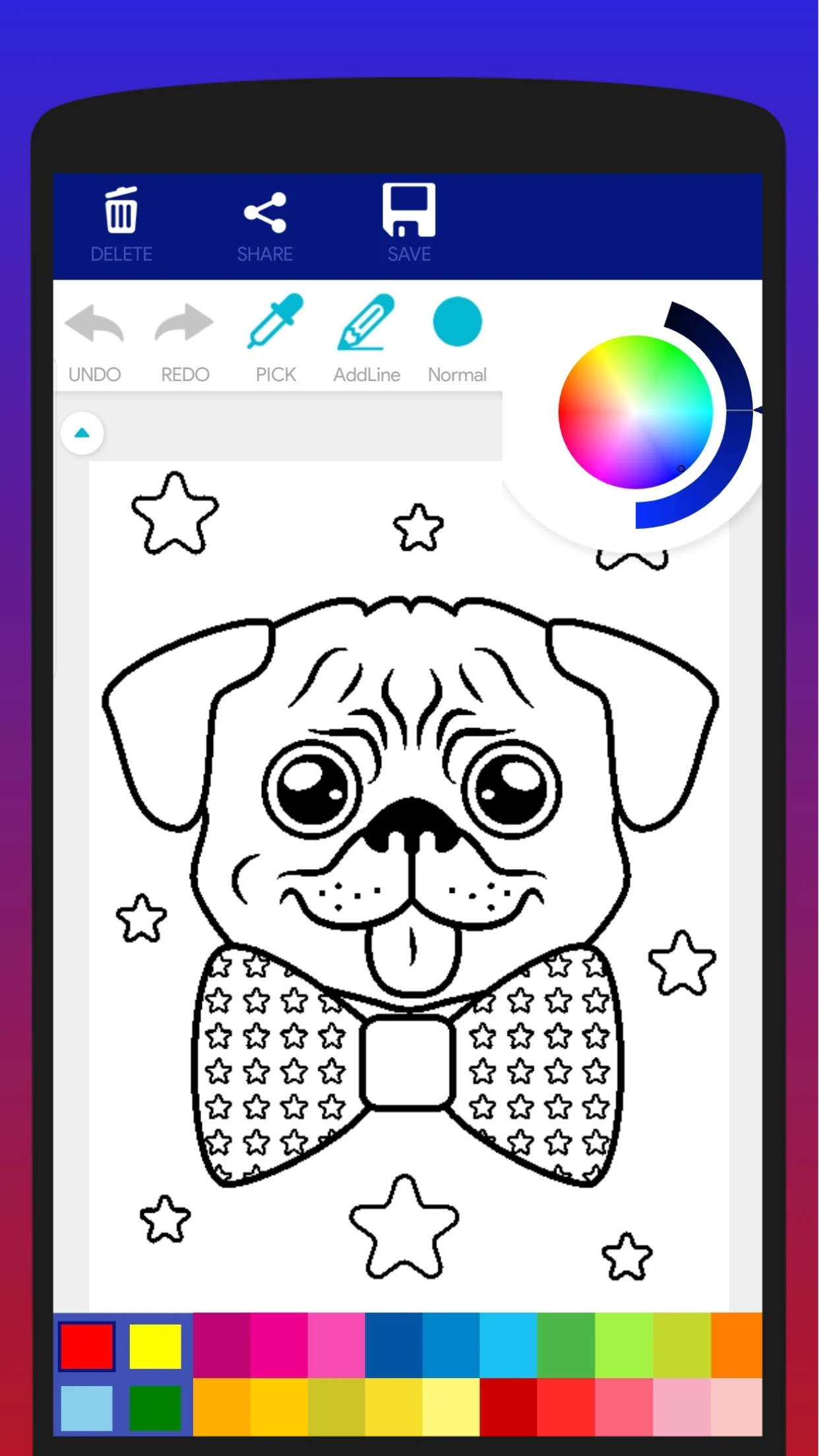 Cute Pug Coloring Book screenshot
