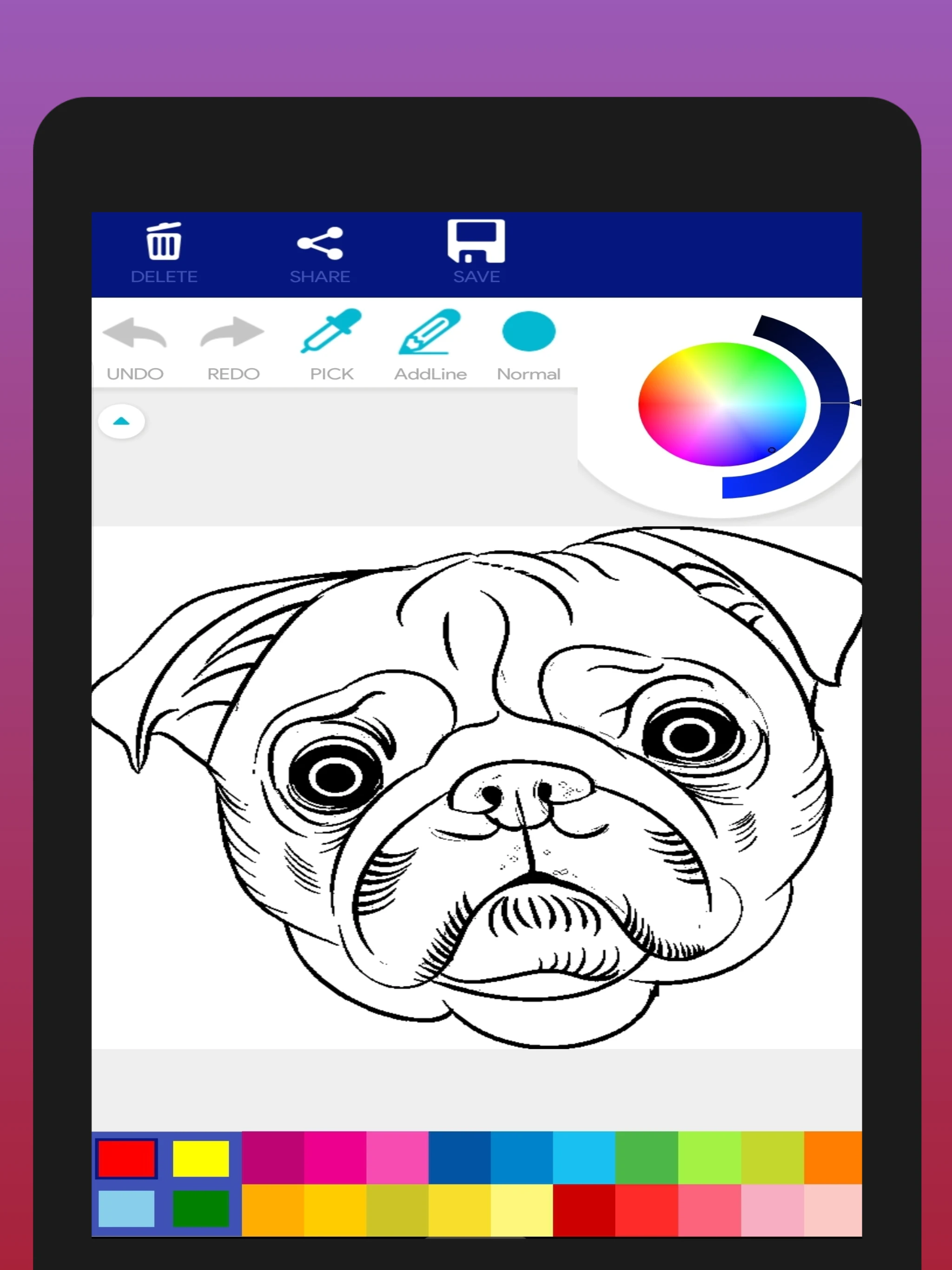 Cute Pug Coloring Book screenshot