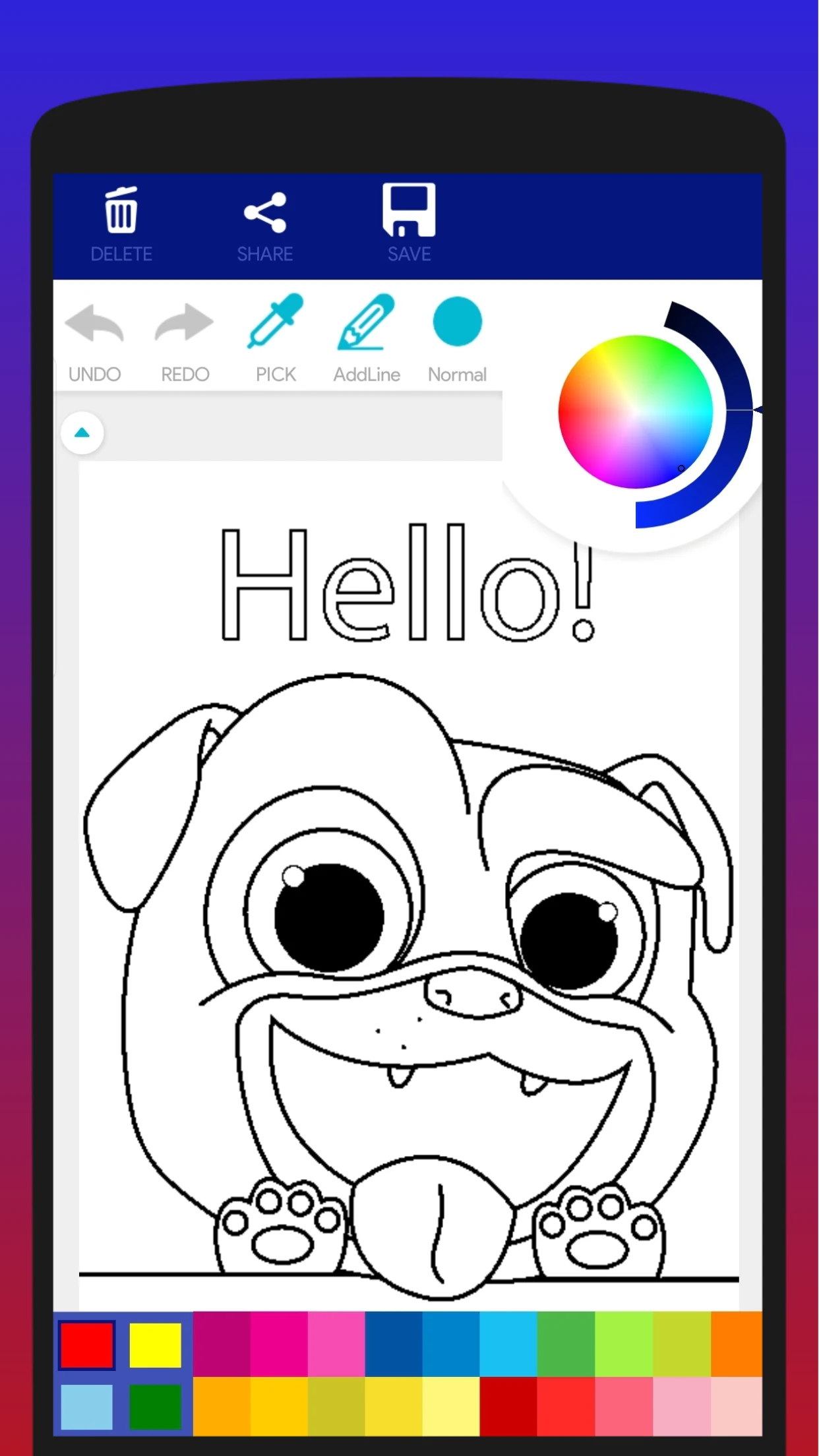Cute Pug Coloring Book screenshot
