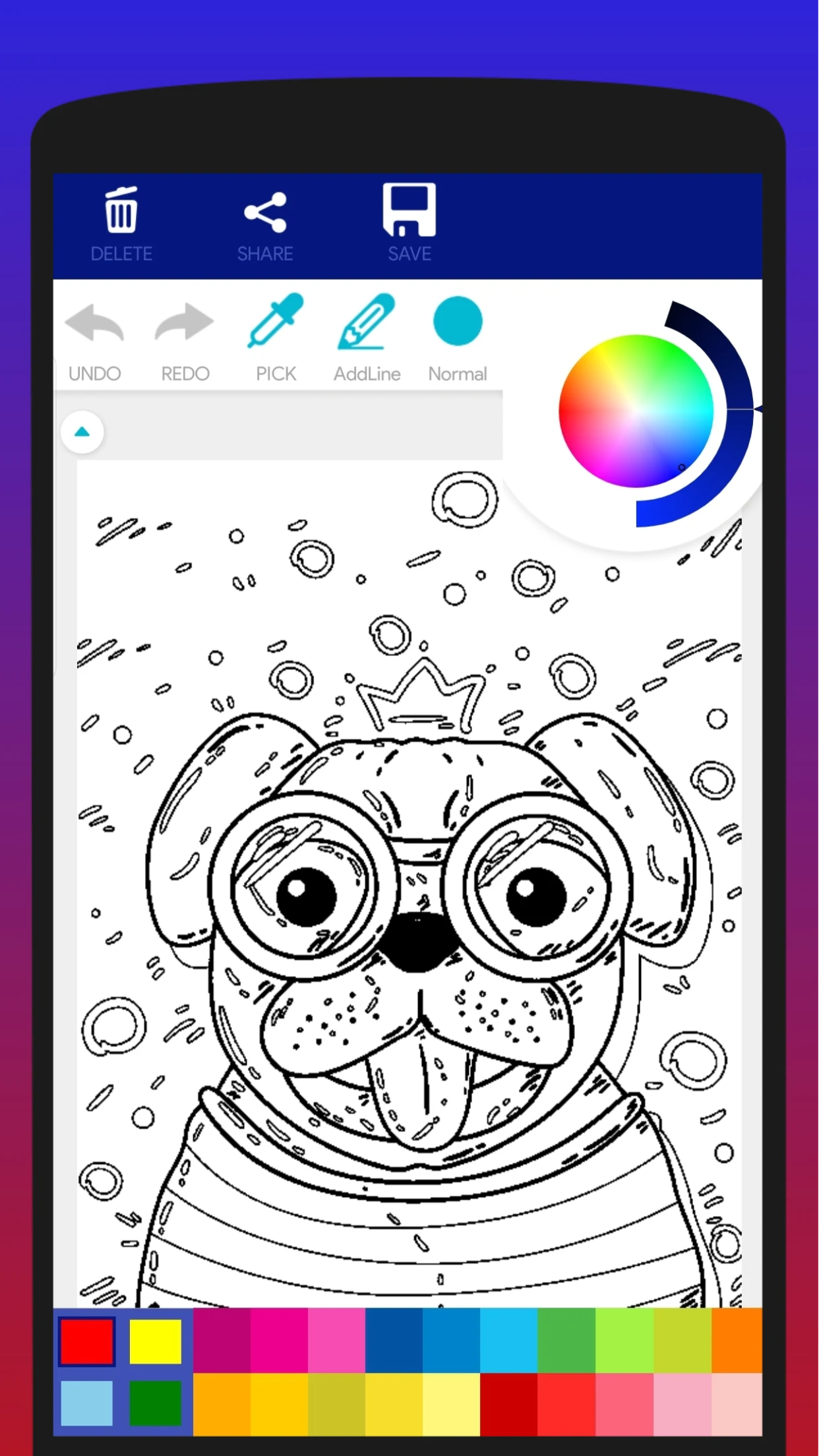 Cute Pug Coloring Book screenshot