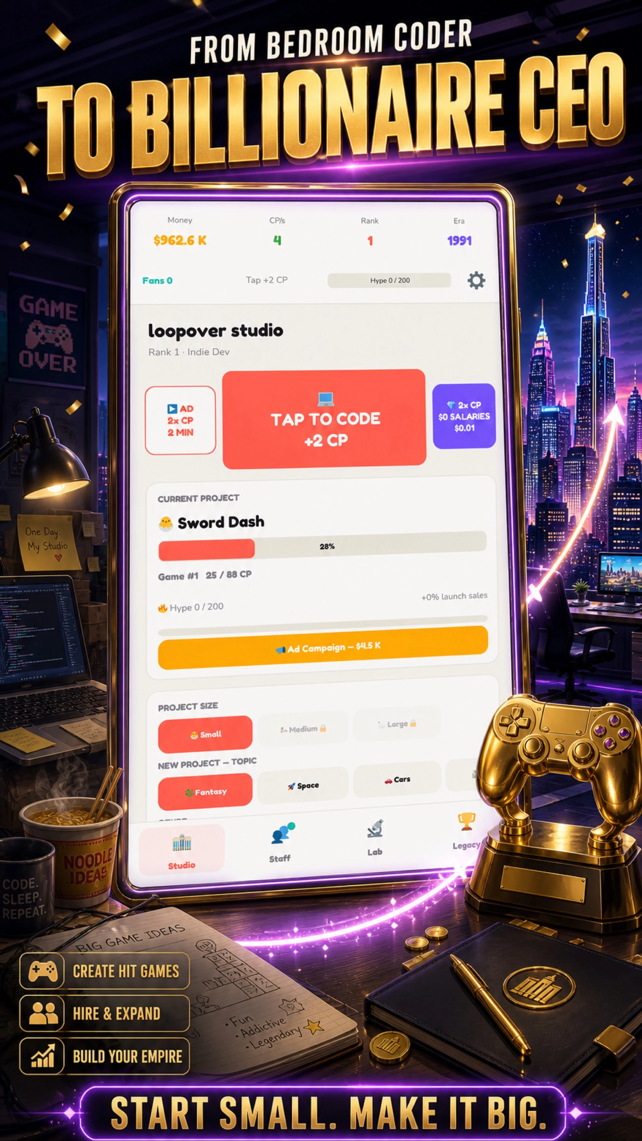 Game Dev Idle Studio Tycoon screenshot