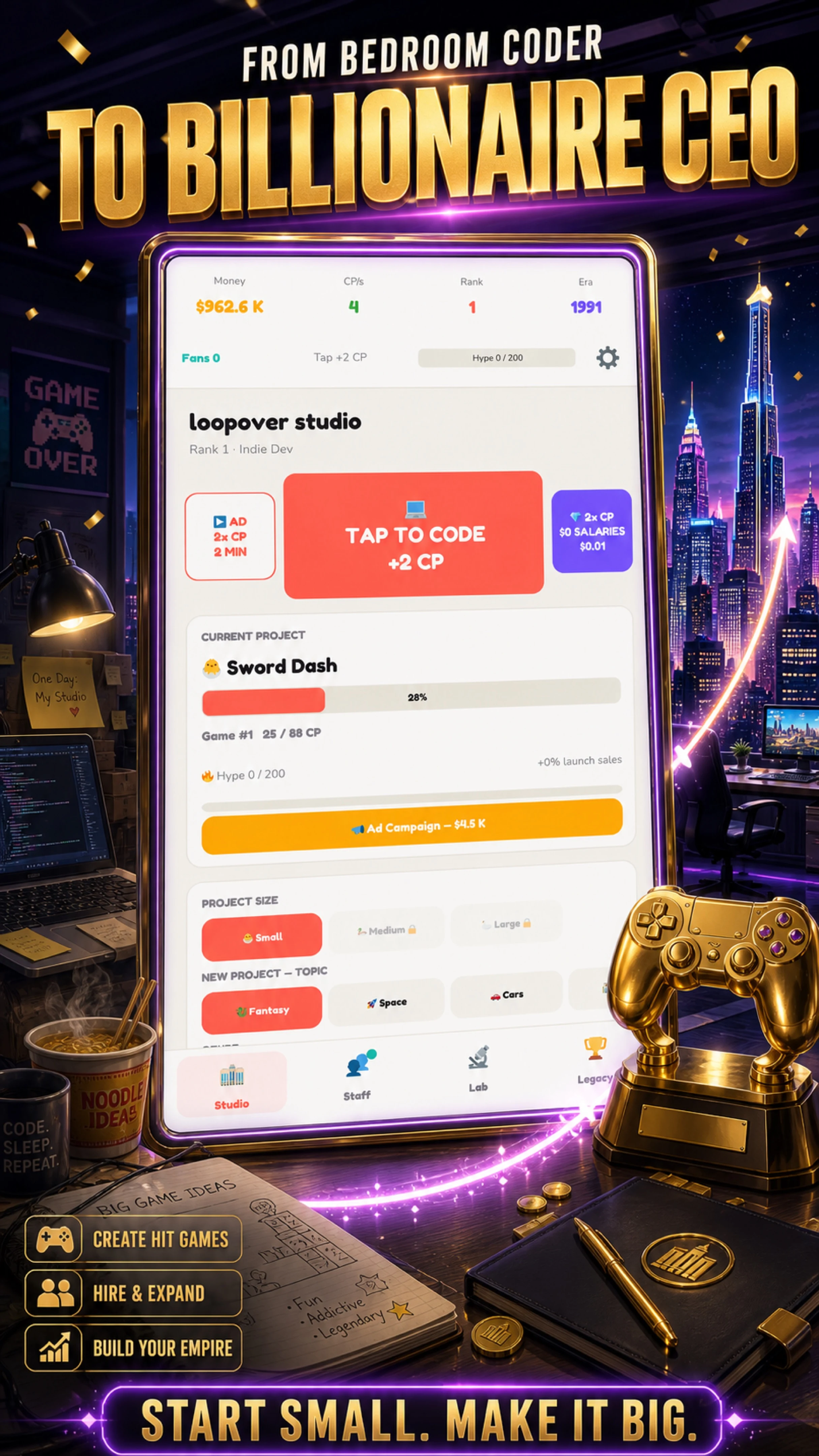 Game Dev Idle Studio Tycoon screenshot