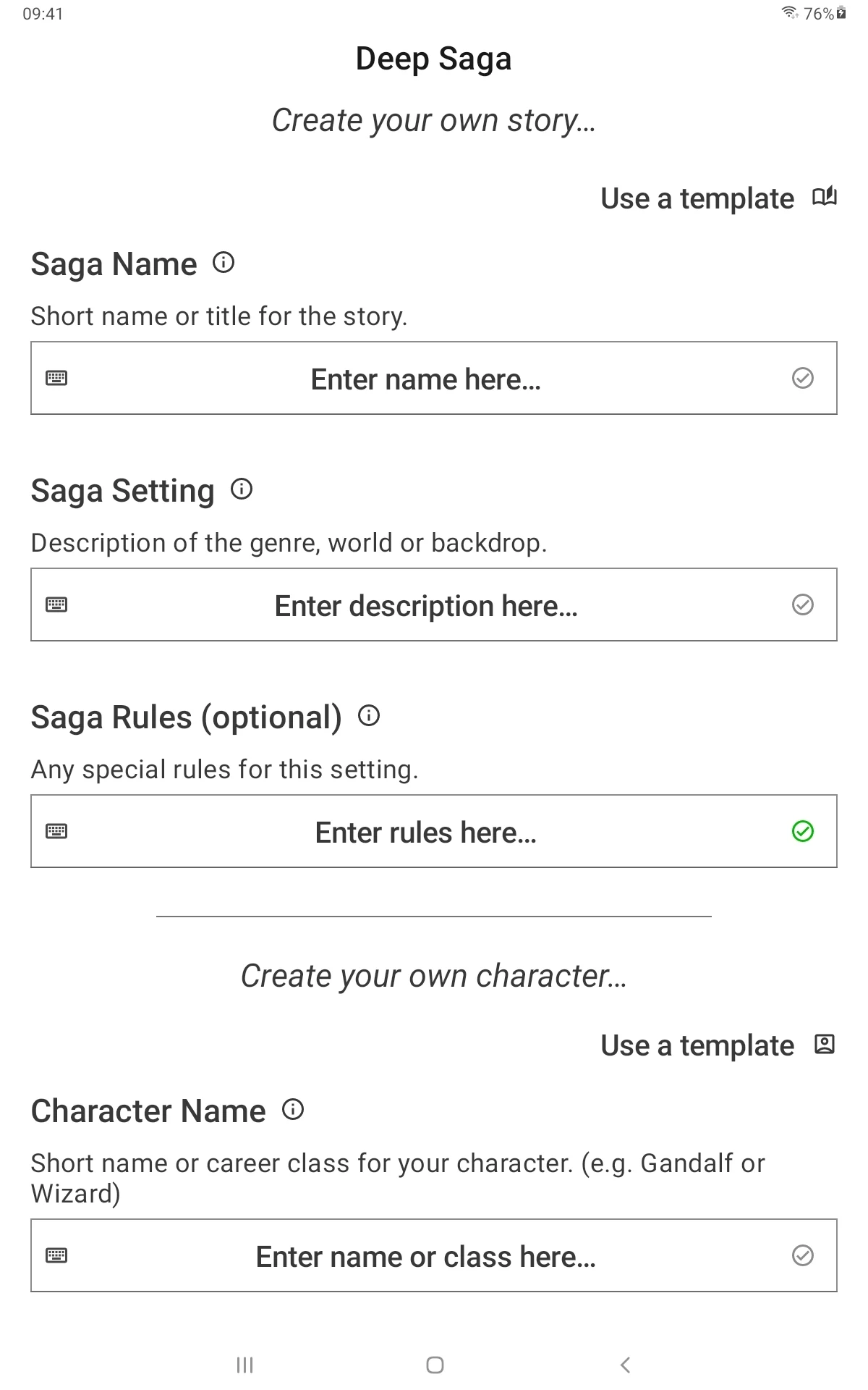Deep Saga: AI Text RPG screenshot
