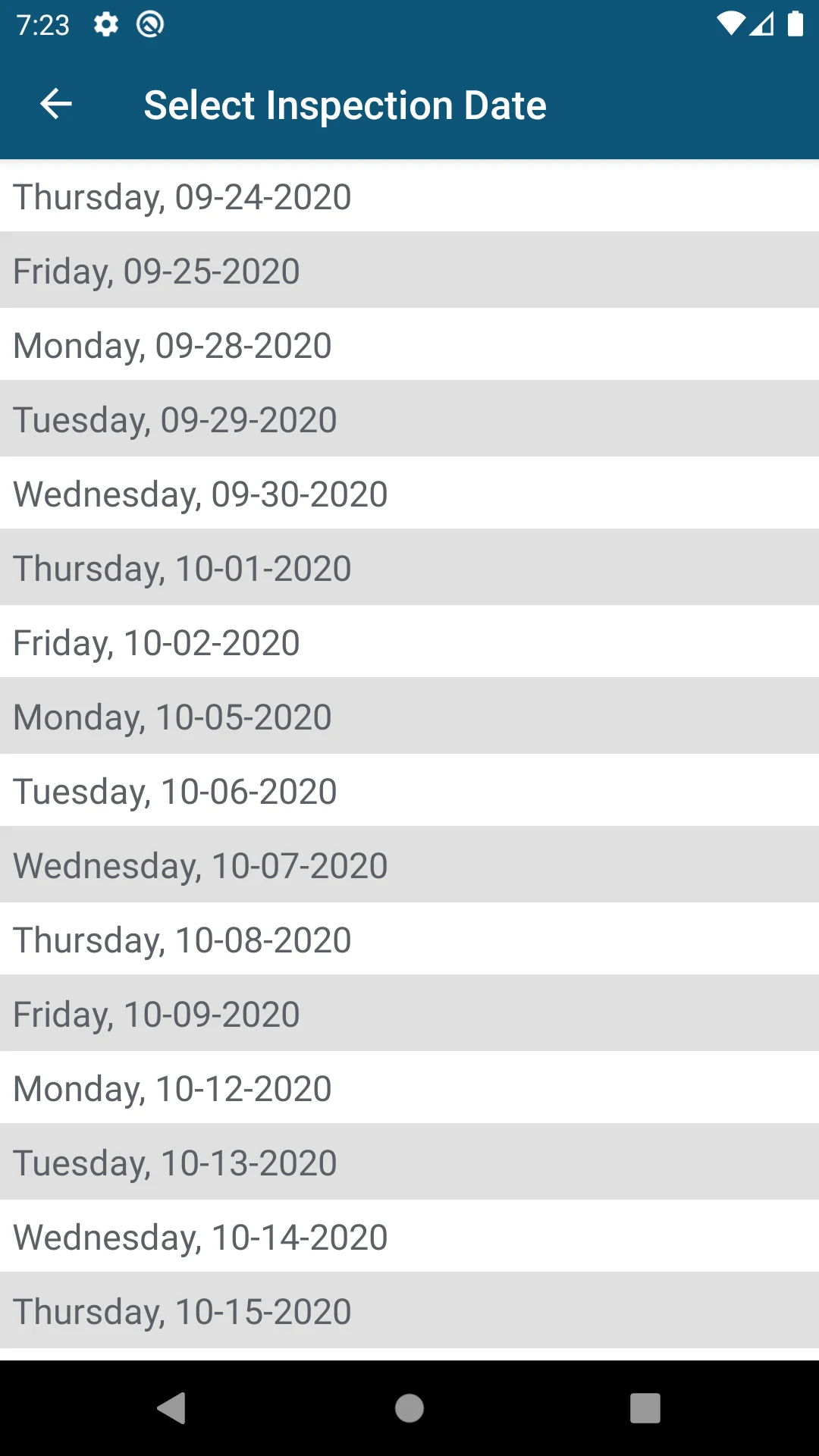 OPW Inspection Request screenshot