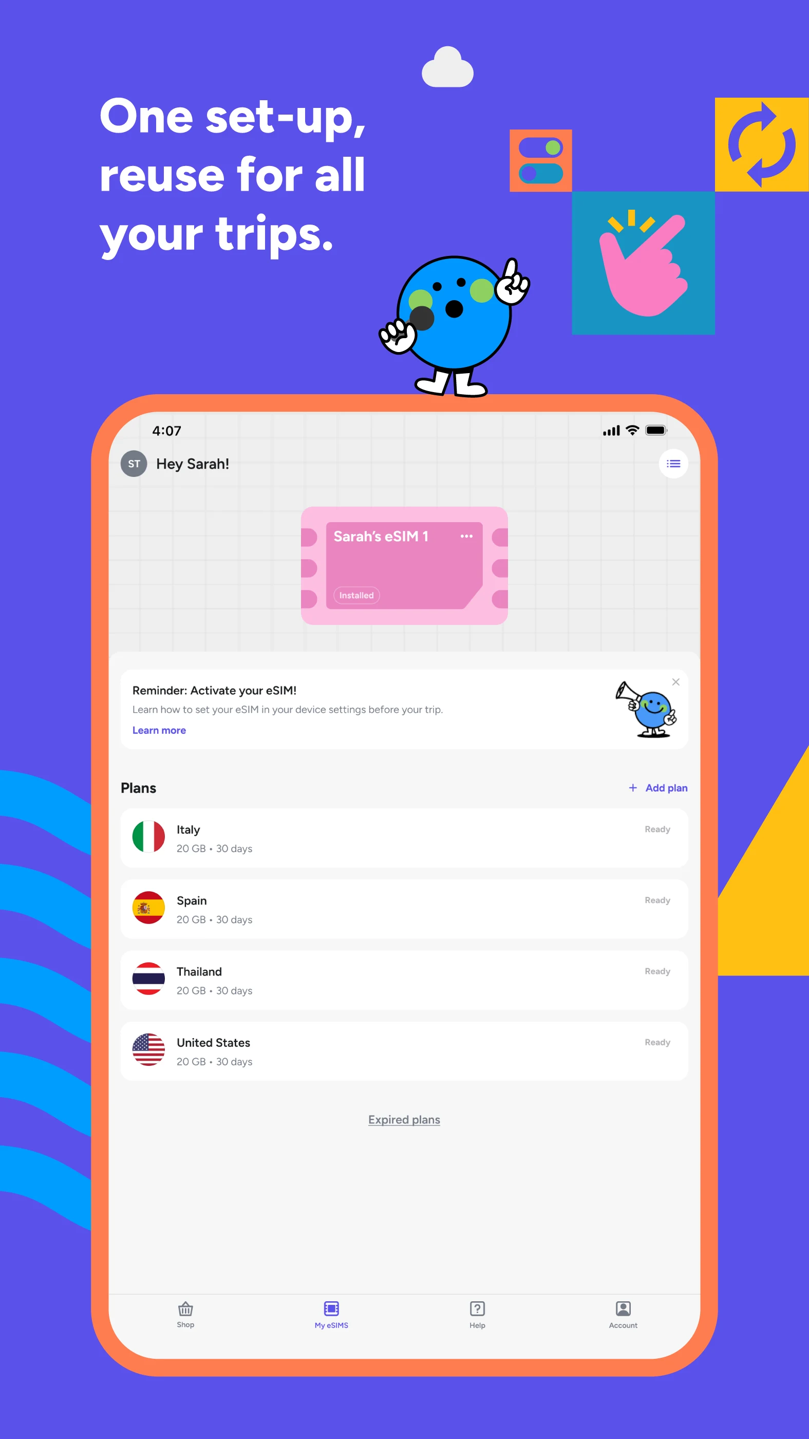 HelloGlobe: eSIM Travel Data screenshot