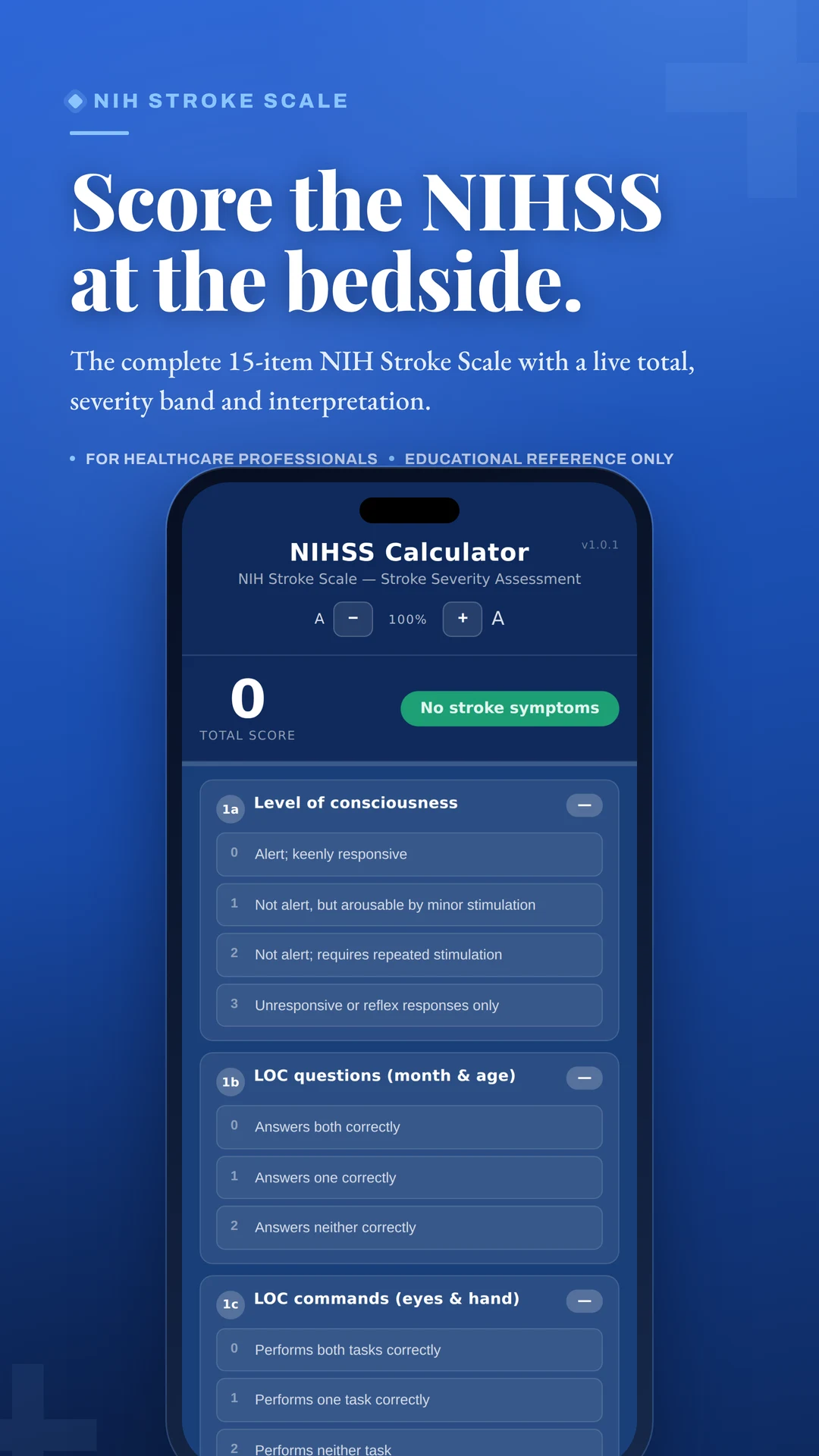 NIHSS Score -Stroke Calculator screenshot