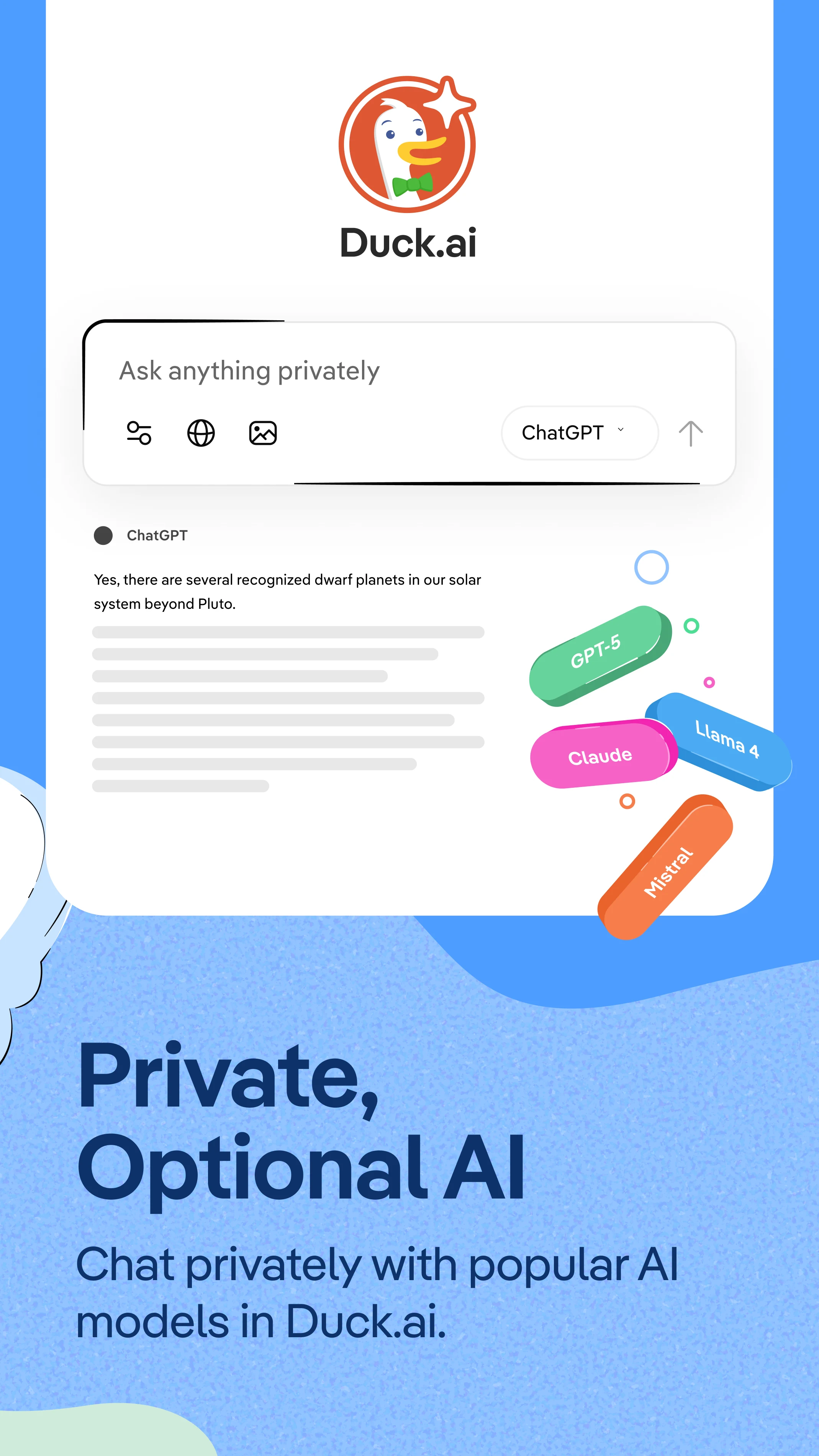 DuckDuckGo, optional Duck.ai screenshot