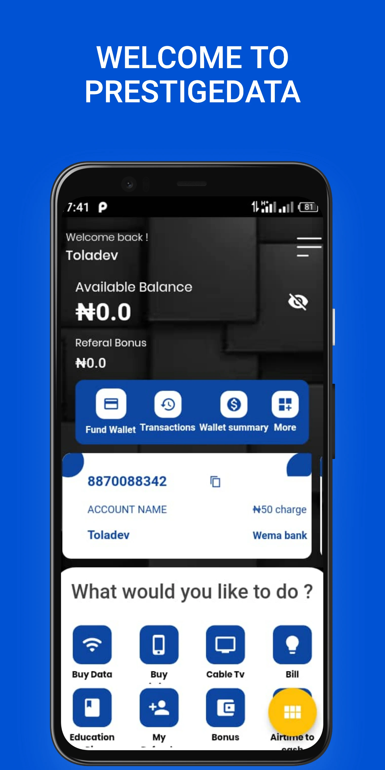 Prestigedata screenshot