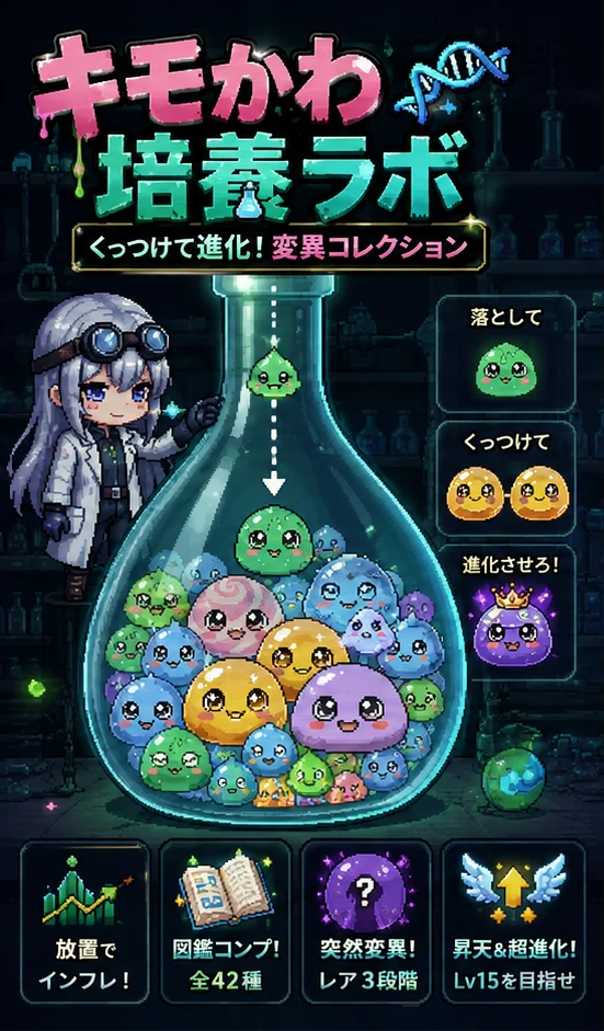 キモかわ培養ラボ：くっつけて進化！変異コレクション screenshot