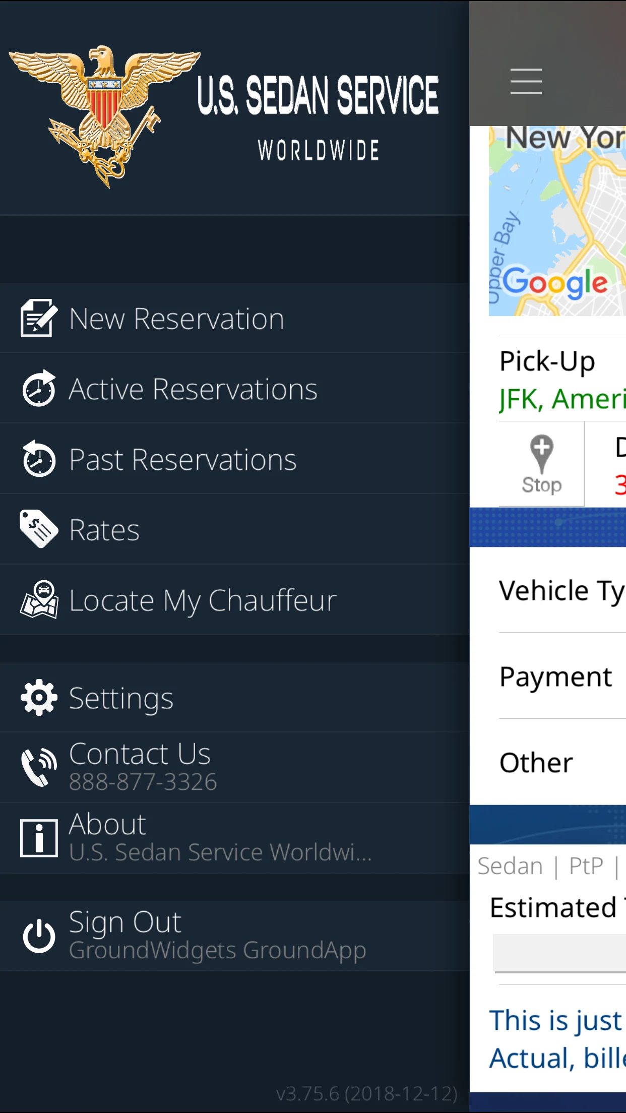 US Sedan Service Worldwide screenshot