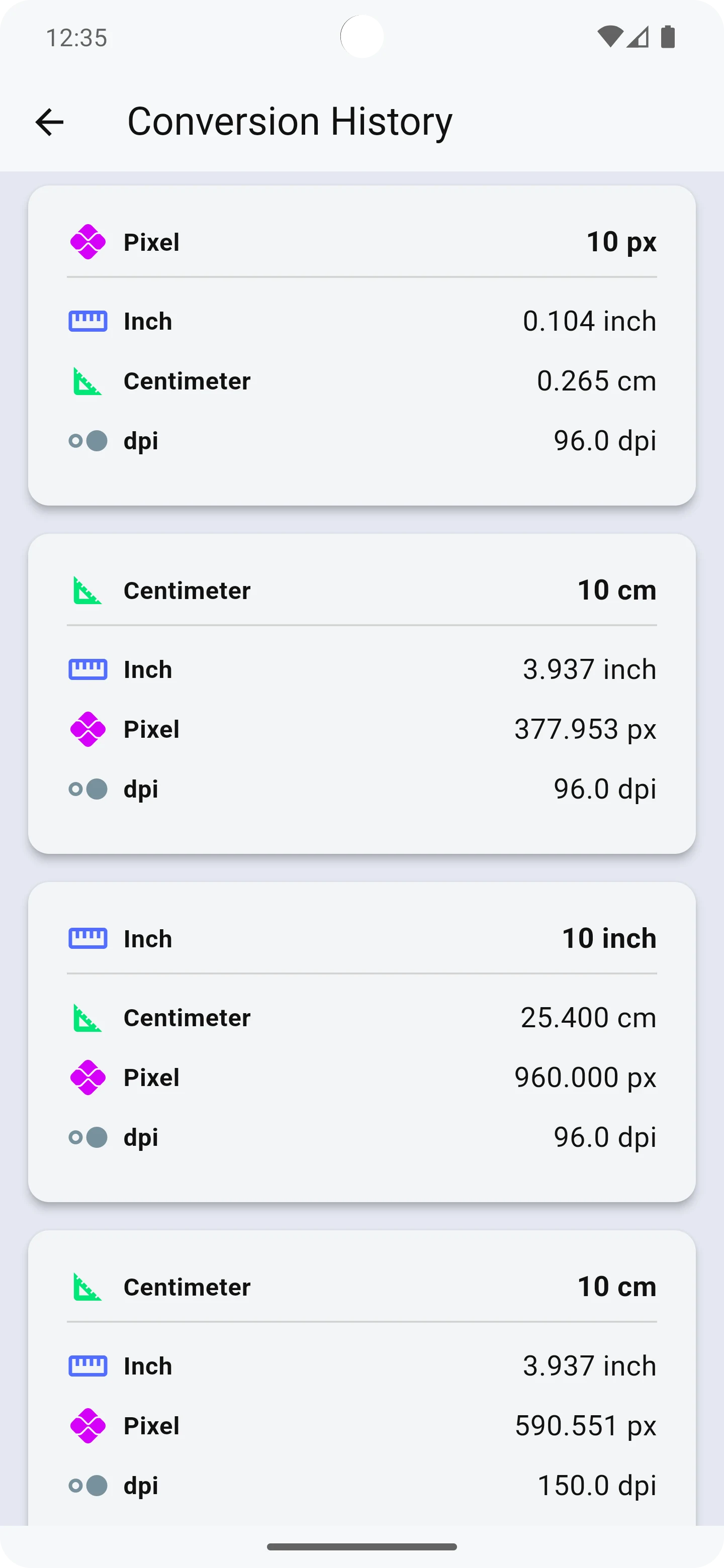 Pixel Inch cm Converter screenshot