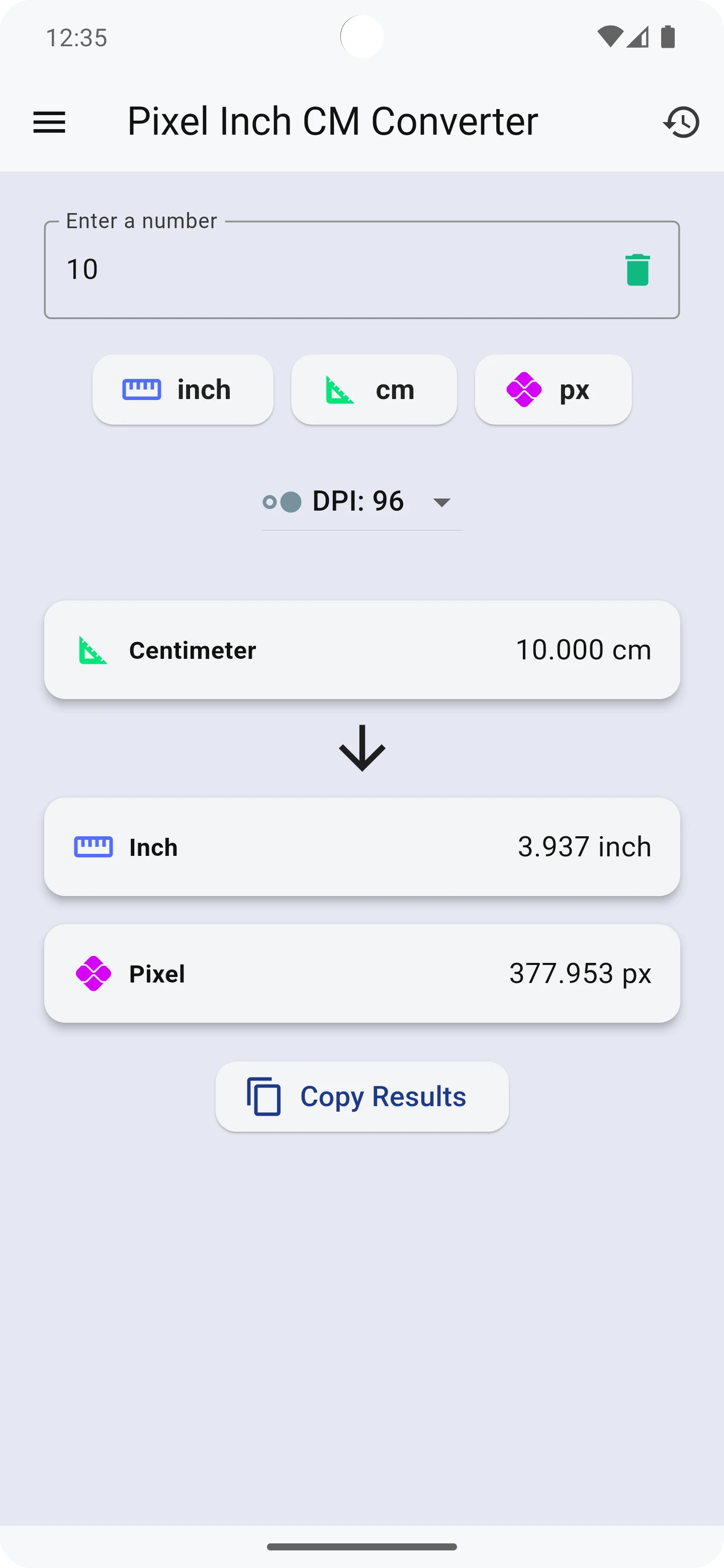 Pixel Inch cm Converter screenshot