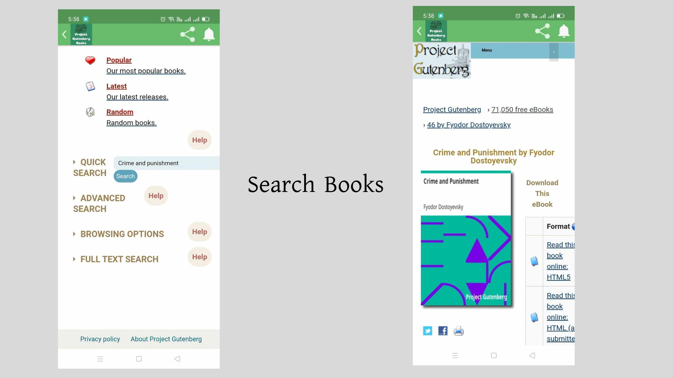 Project Gutenberg screenshot