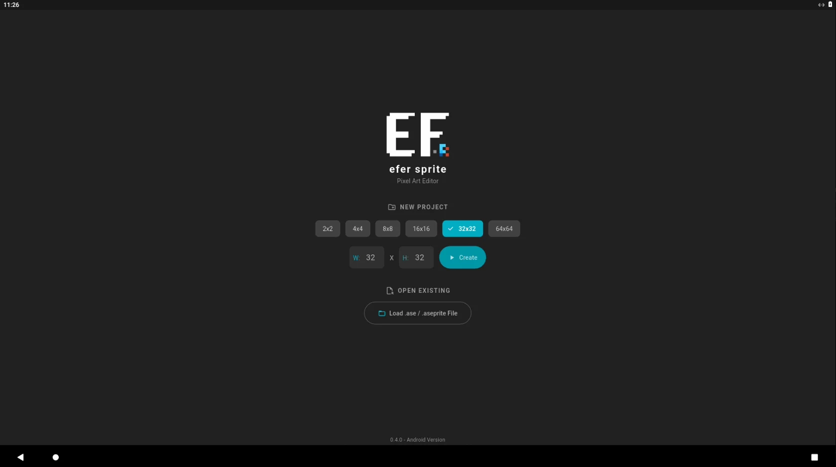 efer sprite: pixel art editor screenshot