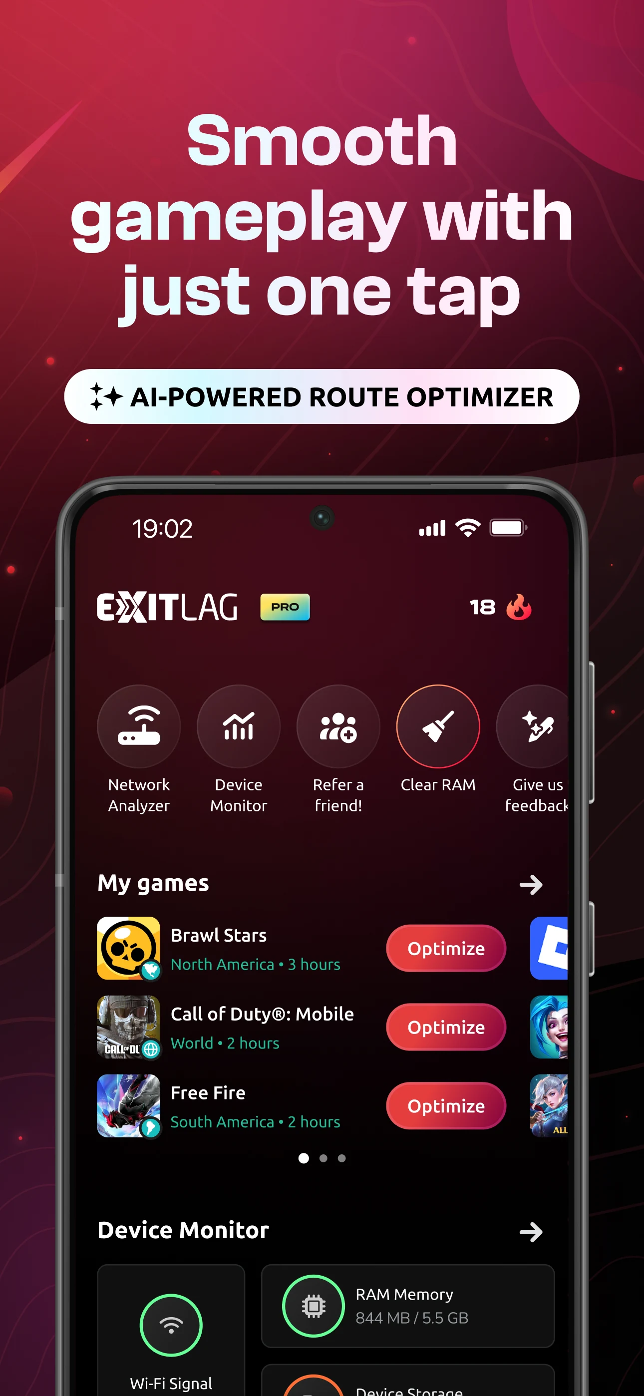 ExitLag: Fix Ping Mobile & Lag screenshot
