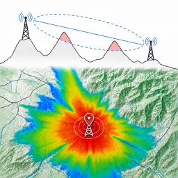 أيقونة رابط RF - قوة الإشارة، LOS
