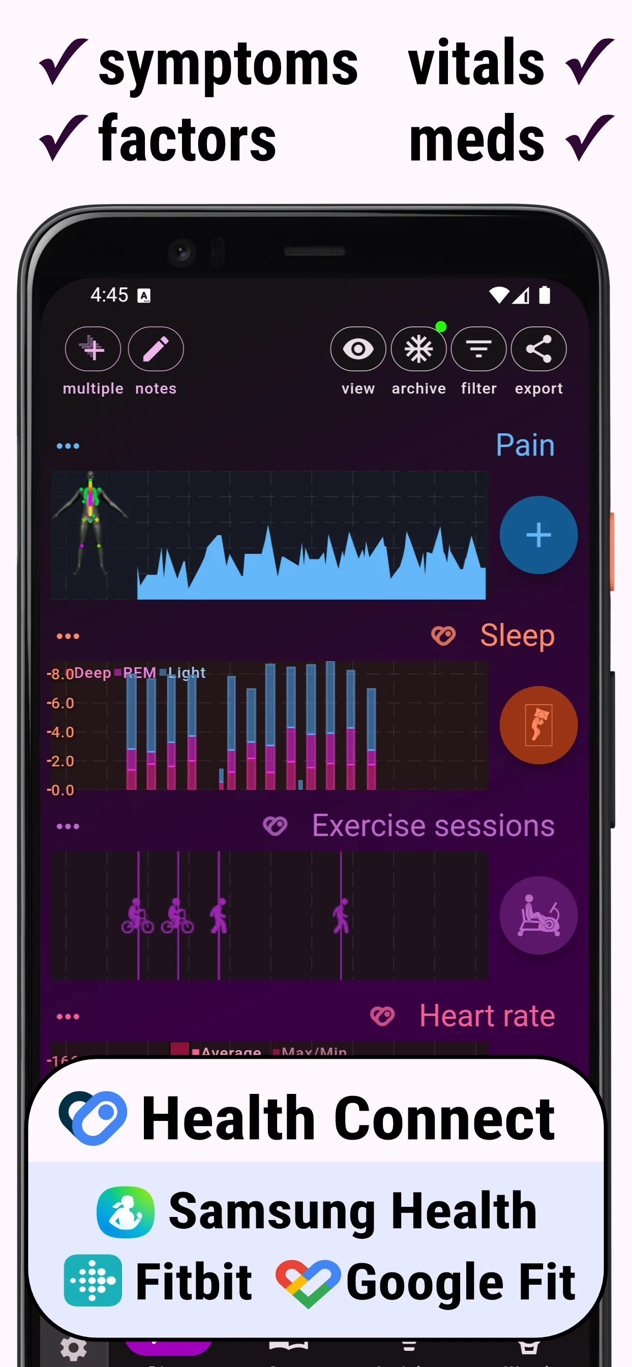 Chronic Insights symptom diary screenshot