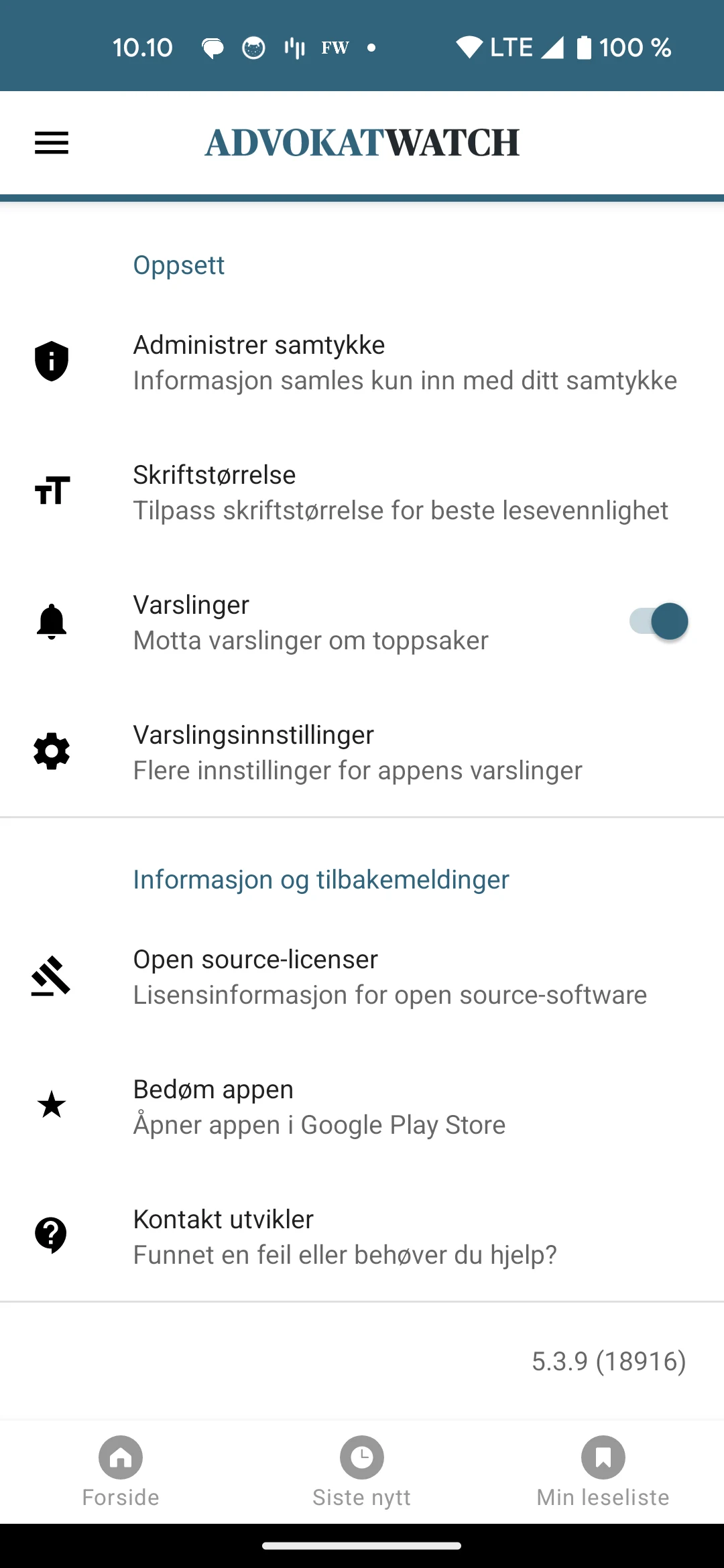 AdvokatWatch Norge screenshot