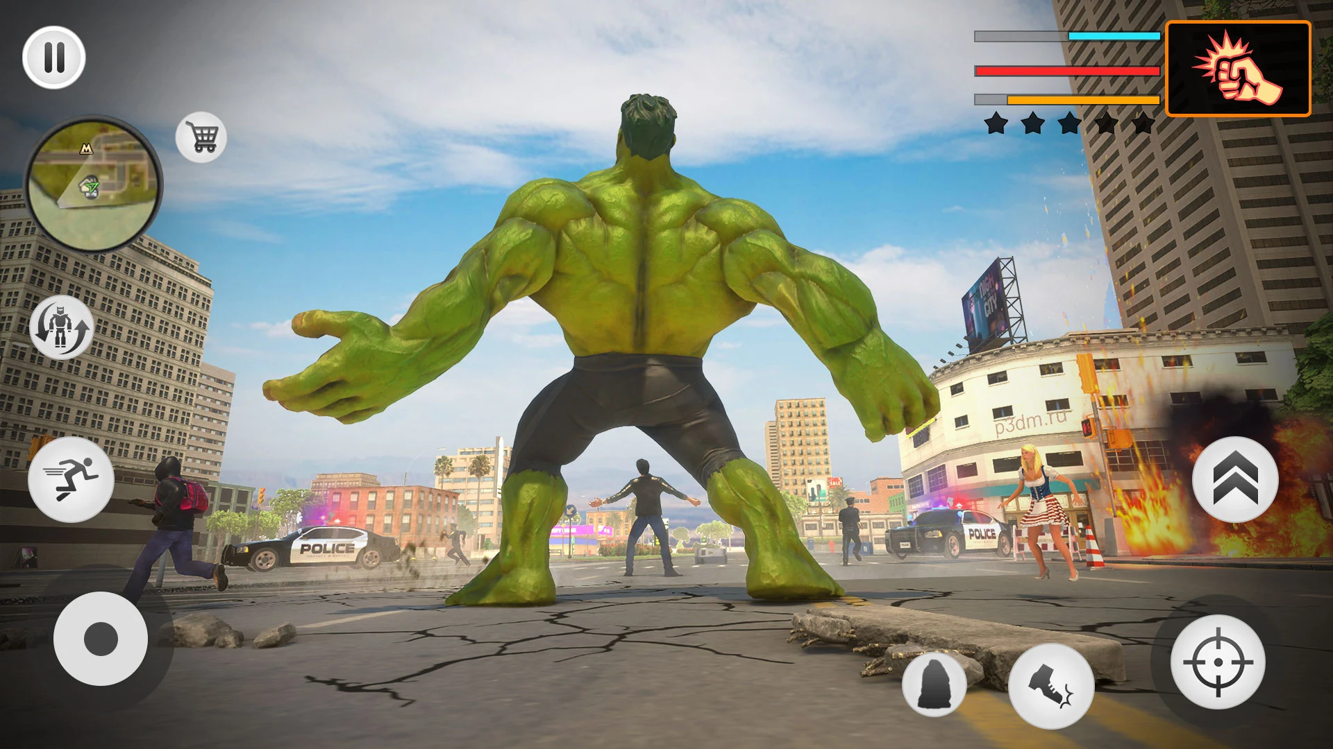 Green Monster Hero City Battle screenshot