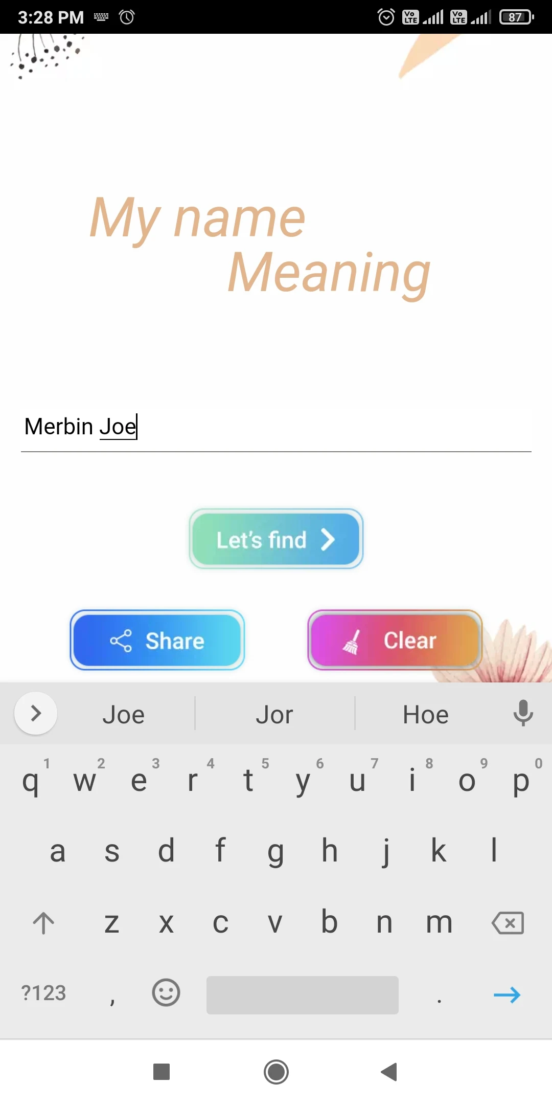 What is my name meaning screenshot