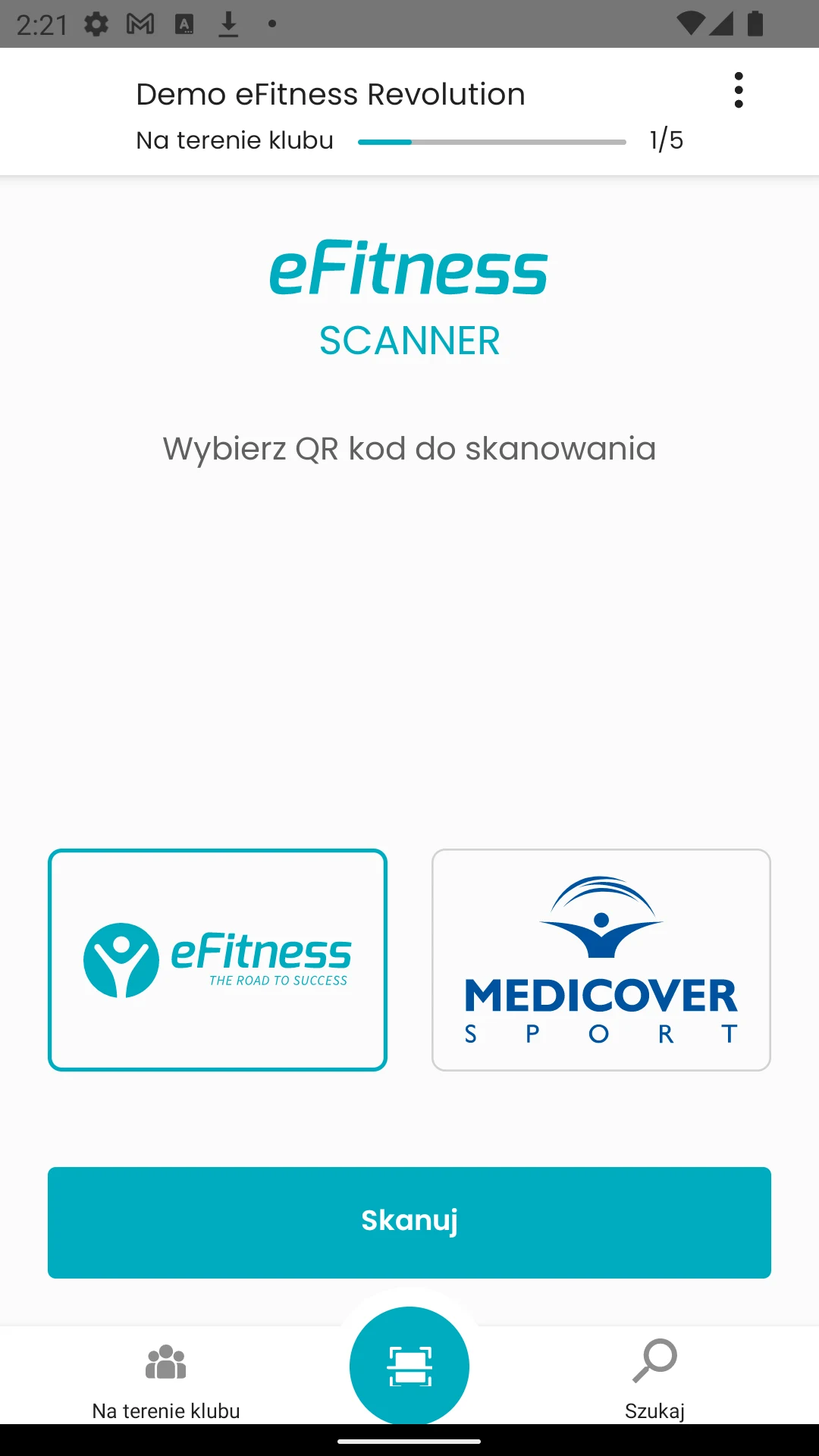 eFitness Scanner screenshot