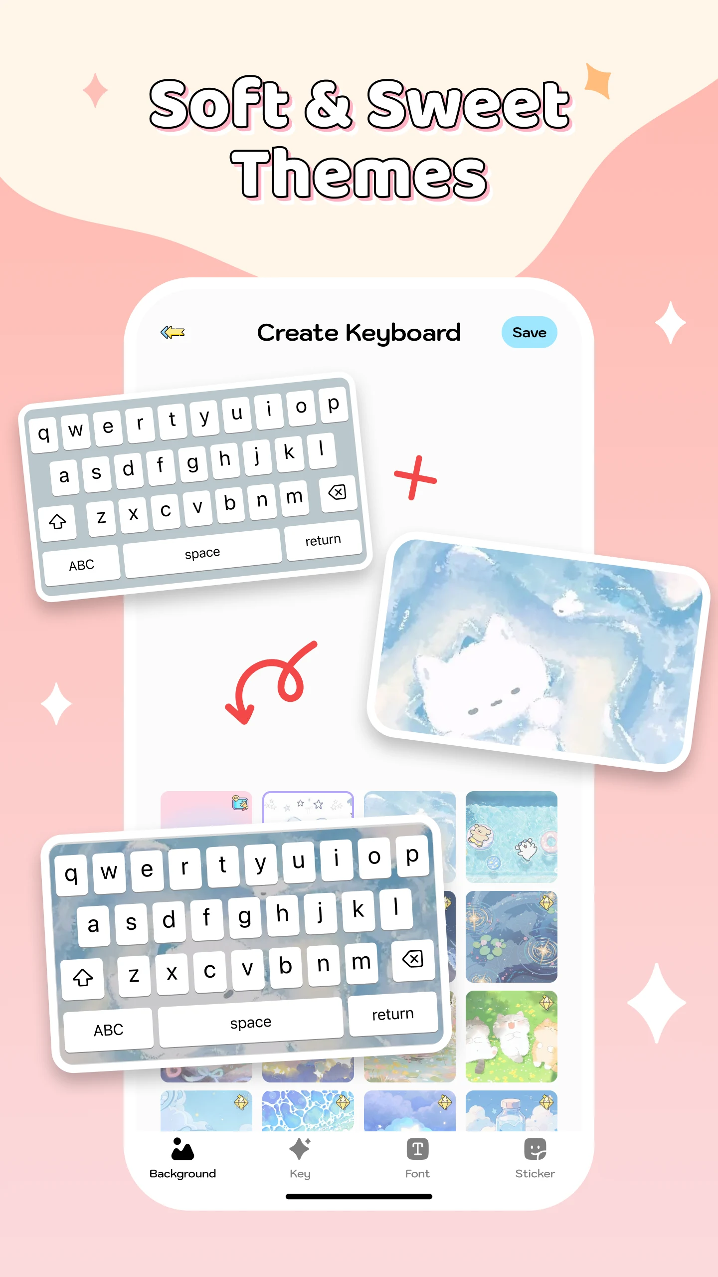 Mikku: Keyboard Themes & Emoji screenshot