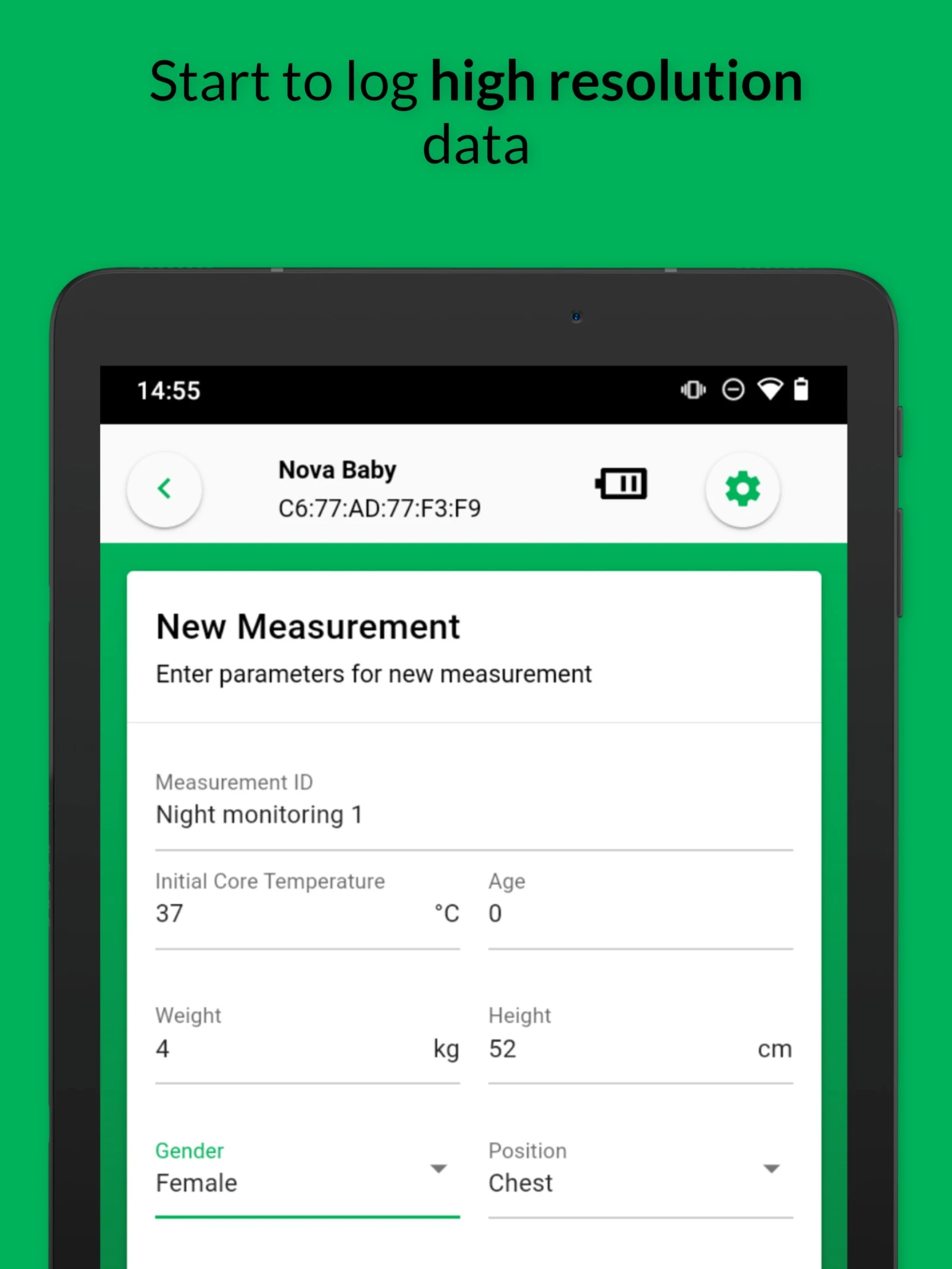calera - core body temperature screenshot