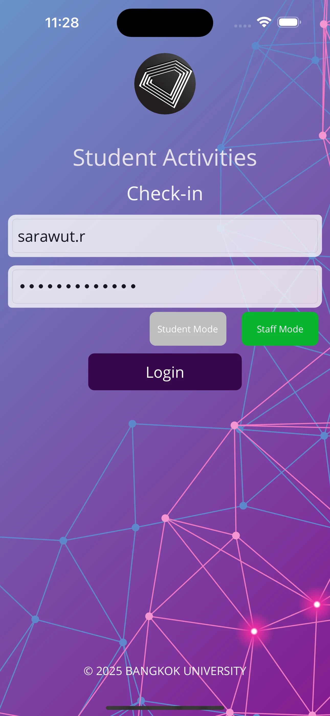 BU Student Activities Check-In screenshot