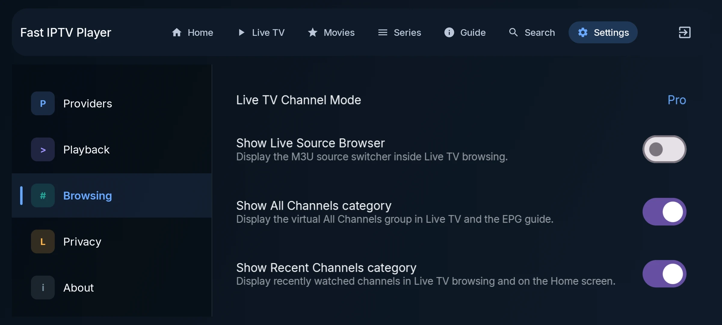 Fast IPTV Player screenshot