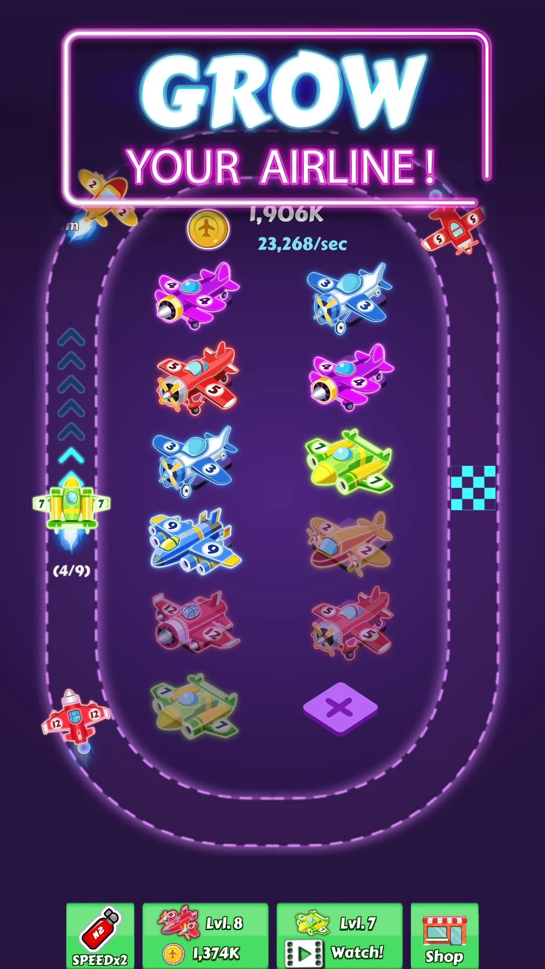 Merge Planes Neon Game Idle screenshot