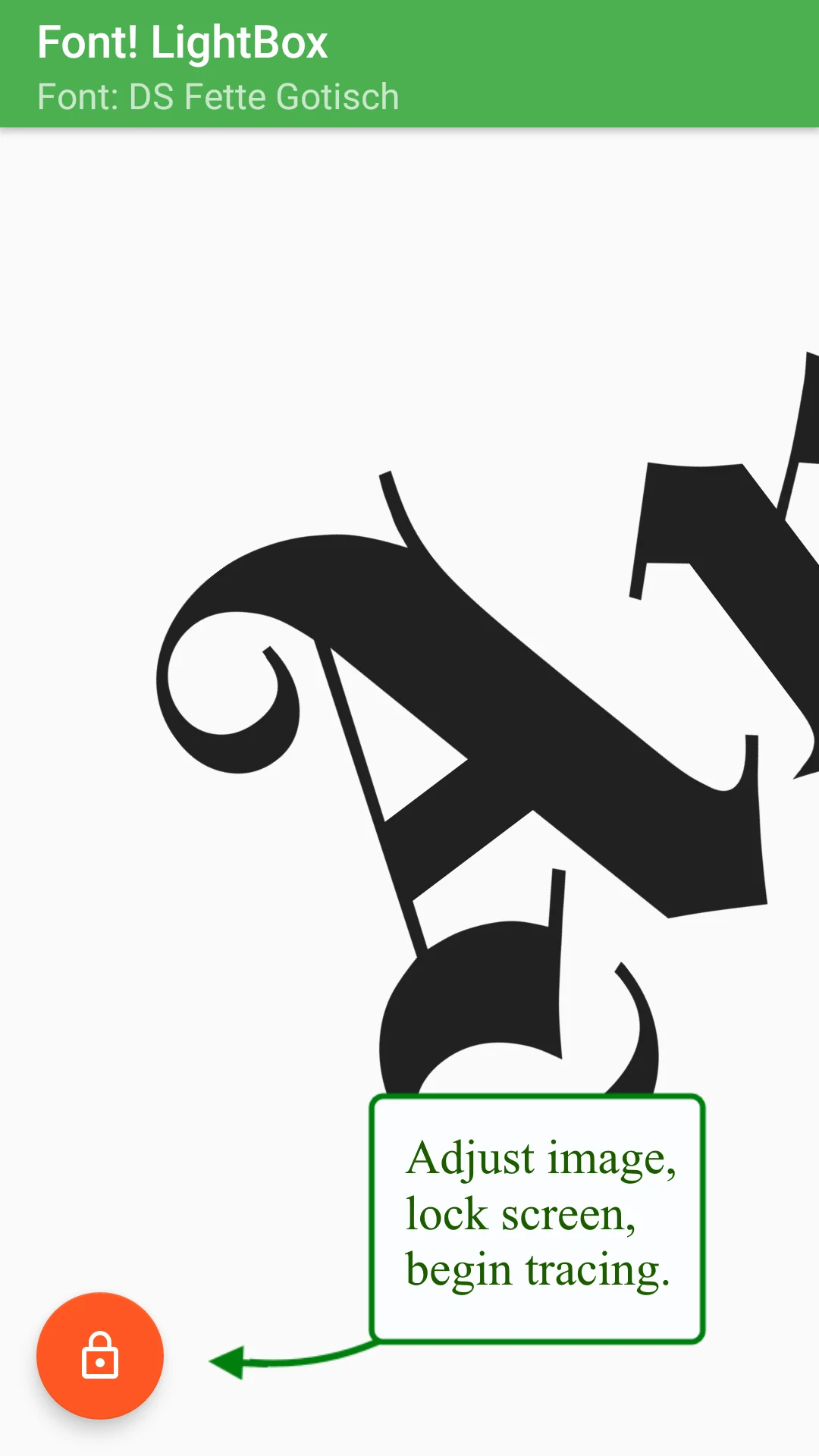 Font! Lightbox tracing app screenshot